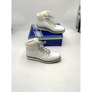White Mountain Cozy White Faux Leather Fur Trim Hiker Boots Women’s US 7.5 New